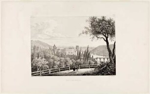 Heidelberg, Schloss, Stadt und Alte Brücke von Osten
