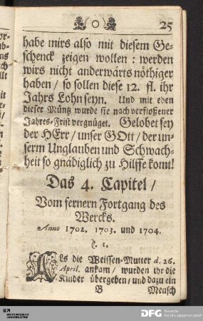 Das 4. Capitel / Vom fernern Fortgang des Wercks.