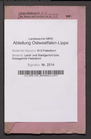 Erblasser: Westhoff, Theresia, geb. Mehler: