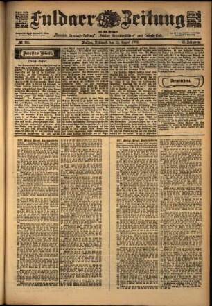 Zweite Ausgabe vom Mittwoch, den 13. August 1902.