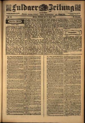 Zweite Ausgabe vom Mittwoch, den 13. August 1902.