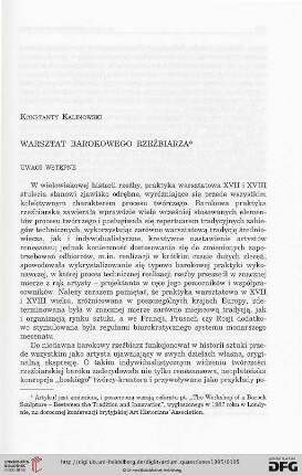 7: Warsztat barokowego rzeźbiarza : uwagi wstępne