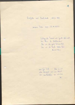 [W26]: Einfälle und Bruchstücke, 1972 - 1973 : meiner Frau zum 30.11.1973