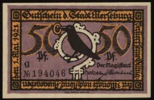 50 Pfennig Gutschein der Stadt Merseburg