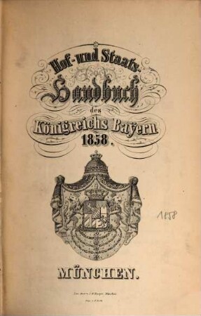 Hof- und Staatshandbuch des Königreichs Bayern. 1858, 1858