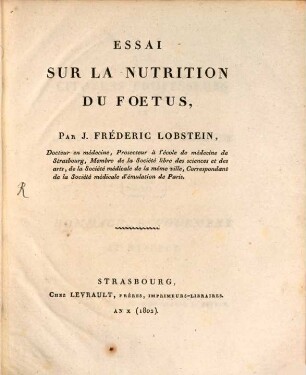Essai sur la nutrition du foetus