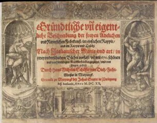 Gründtliche vn eigentliche Beschreibung der freyen Adelichen vnd Ritterlichen Fechtkunst, im einfachen Rappir, vnd im Rappir vnd Dolch, nach Italianischer Manir vnd art
