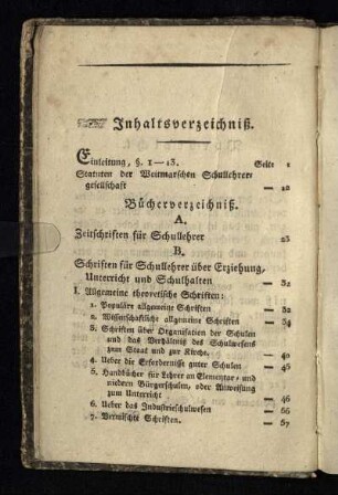 Inhaltsverzeichniß