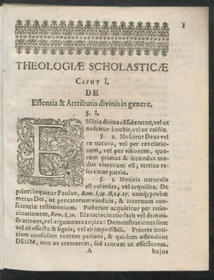 Caput I. De Essentia & Attributis divinis in genere.