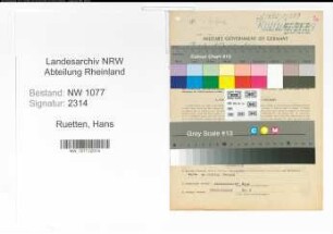 Entnazifizierung Hans Ruetten , geb. 21.10.1919 (Polizist)