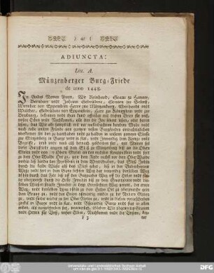 Litt. A. Münzenberger Burg-Friede de anno 1448.