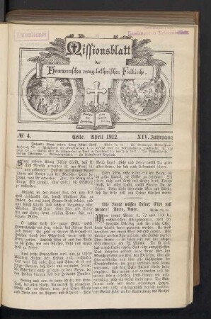 N°. 4. April 1912. XIV. Jahrgang