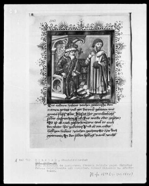 Jacobus Palladini de Anacharano, Prozeß des Teufels Belial mit Christus; der 'Grüne Teufel' — Kaiser Oktavian und Aristoteles