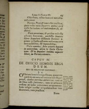 Caput IV. De Officio Hominis Erga Deum.