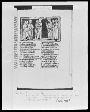 Rudolf von Ems, Weltchronik — Absalom vor David, Folio 280recto