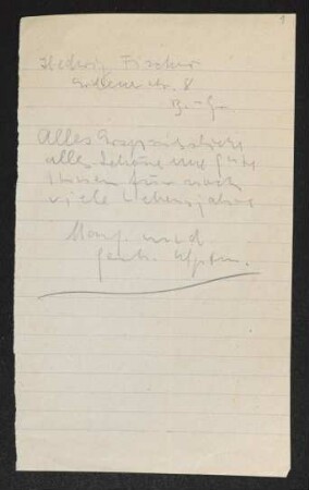 Brief von Margarete Hauptmann und Gerhart Hauptmann an Hedwig Fischer