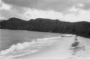 Reisefotos Karibik. Trinidad. Küstenlandschaft mit Strand und Bergen