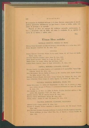 Últimos libros recibidos
