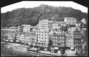 Karlsbad. Alte Wiese mit Hirschensprung über Hotel Metropole
