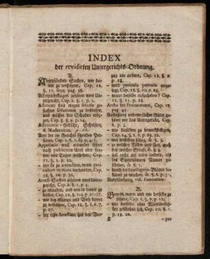 Index der revidirten Untergerichts-Ordnung.