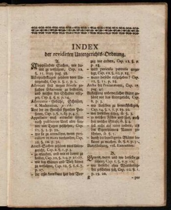 Index der revidirten Untergerichts-Ordnung.