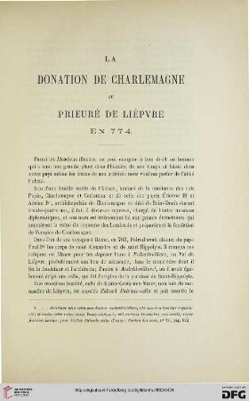 2.Ser. 15.1892: La Donation de Charlemagne au Prieuré de Liépvre en 774