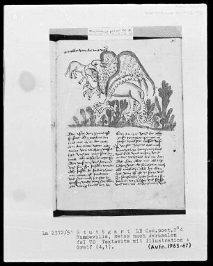 Jean de Mandeville, Reise nach Jerusalem — Greif, Folio 70recto