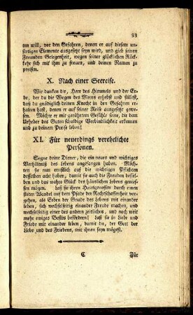 XI. Für neuerdings verehelichte Personen.