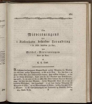 Om Misviisningens her i Kiobenhavn befundne Forandring i de fidste forlobne 50 Aar, samt Middel-Misviisningen Aar for Aar.