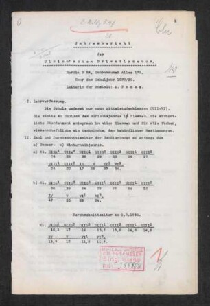 1929/30: Jahresbericht des Privaten Ulrich'schen Lyzeums Berlin ... - 1929/30