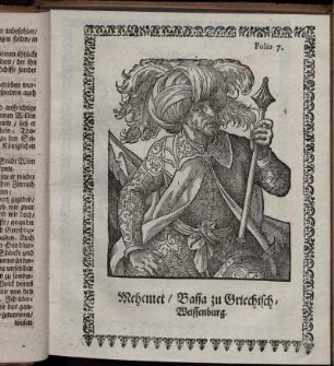 Folio 7. Mehemet/ Bassa zu Griechisch-Weissenburg