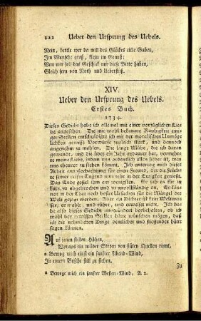 XIV. Ueber den Ursprung des Uebels.