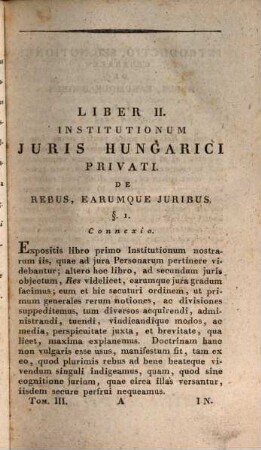 Institutiones Juris Hungarici Privati. Liber II., De Rebus