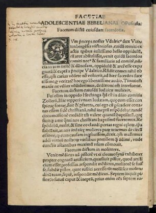 Facetiae Adolescentiae Bebelianae Opuscula.