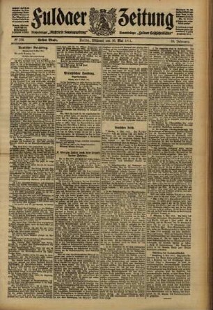 Erste Ausgabe vom Mittwoch, den 10. Mai 1911.