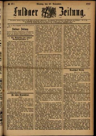 Ausgabe vom Montag, den 28. November 1887.