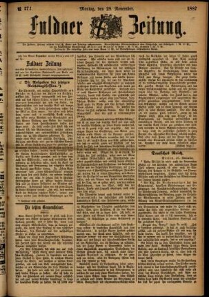 Ausgabe vom Montag, den 28. November 1887.