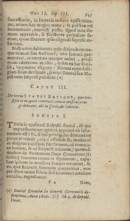 Caput III. De tertiae Status Ratione, qua consistit in eo, quod communi omnia consilio peragi debeant ...