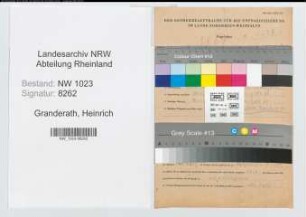 Entnazifizierung Heinrich Granderath , geb. 23.08.1895 (Telegrafenassistent)