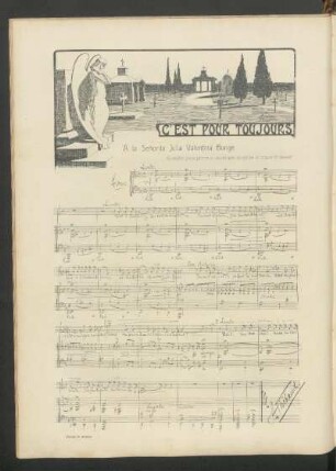 C'est pour toujours : Á la señorita Julia Valentina Bunge. Melodía para piano y canto. Dibujo de Arango.