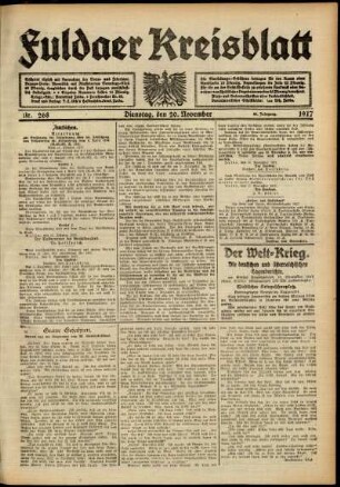 Ausgabe vom Dienstag, den 20. November 1917.