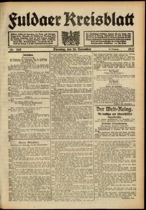 Ausgabe vom Dienstag, den 20. November 1917.