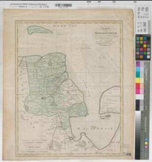 Jever (Herrschaft) Territorialkarte Charte von der Herrschaft Jever 1801 1 geogr. Meile = 8,1 cm 54 x 42 kol. Stich Nürnberg, Homanns Erben F. L. Güssefeld B Nr. 386