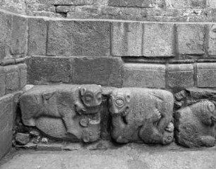Sockelrelief in Form von löwenähnlichen Ungeheuer — Kämpfende und fressende Löwen