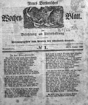 No. 1, Sonnabend, den 2.Januar 1836