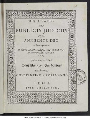 Disputatio De Publicis Iudiciis