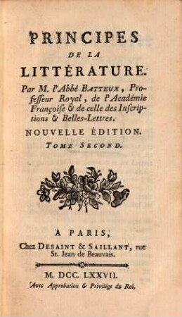 Principes de la littérature, 2