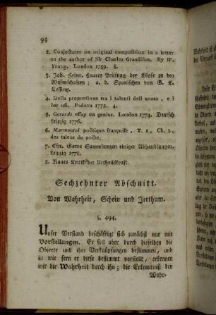 Sechzehnter Abschnitt. Von Wahrheit, Schein und Irrthum.
