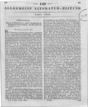 Rosenkranz, K.: Encyklopädie der theologischen Wissenschaften. Halle: Schwetschke 1831 (Beschluss von Nr. 148)