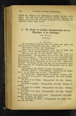 ¬Die¬ Praxis im deutschen Sprachunterricht auf der Mittelstufe in der Volksschule : (Fortsetzung)